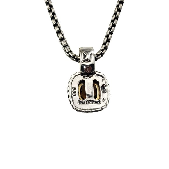 David Yurman Sterling Silver and 14 Karat Yellow Gold Citrine Pendant Necklace - Picture 5 of 8
